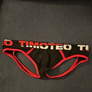 Timoteo Black and Red Men's Jockstrap Brief Style | GUC | Large